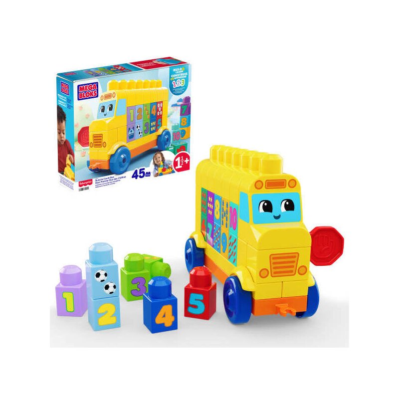 Klocki plastikowe MEGA Bloks Fisher Price Autobus Buduj I Licz JKG34