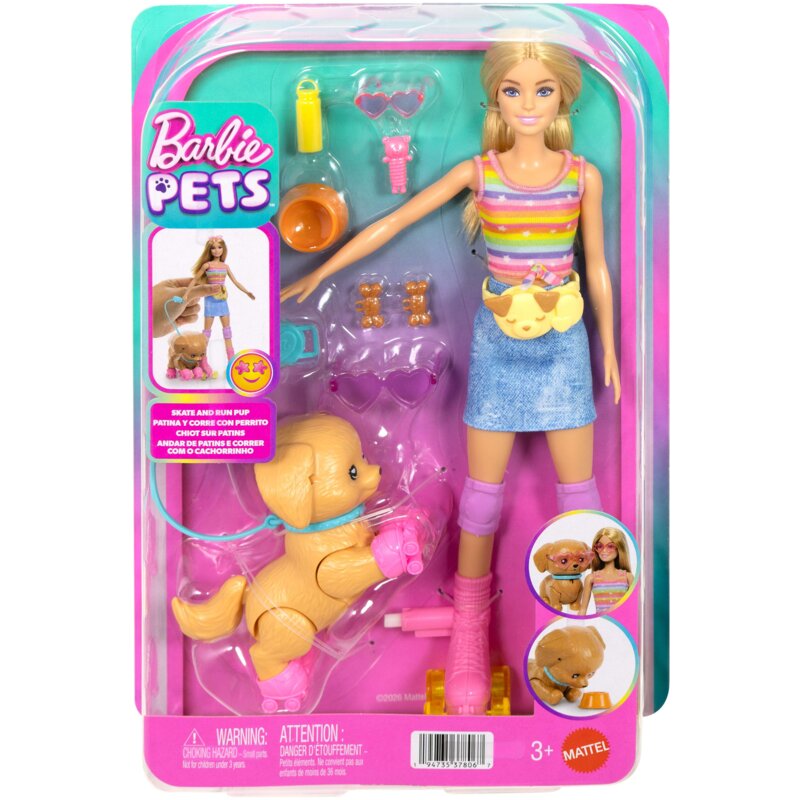 Lalka Barbie Pets Jazda na wrotkach Blondynka JMJ44