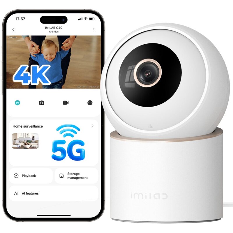 Kamera IMILAB C40 Wewnętrzna, Wi-Fi / Bluetooth, Kamera obrotowa