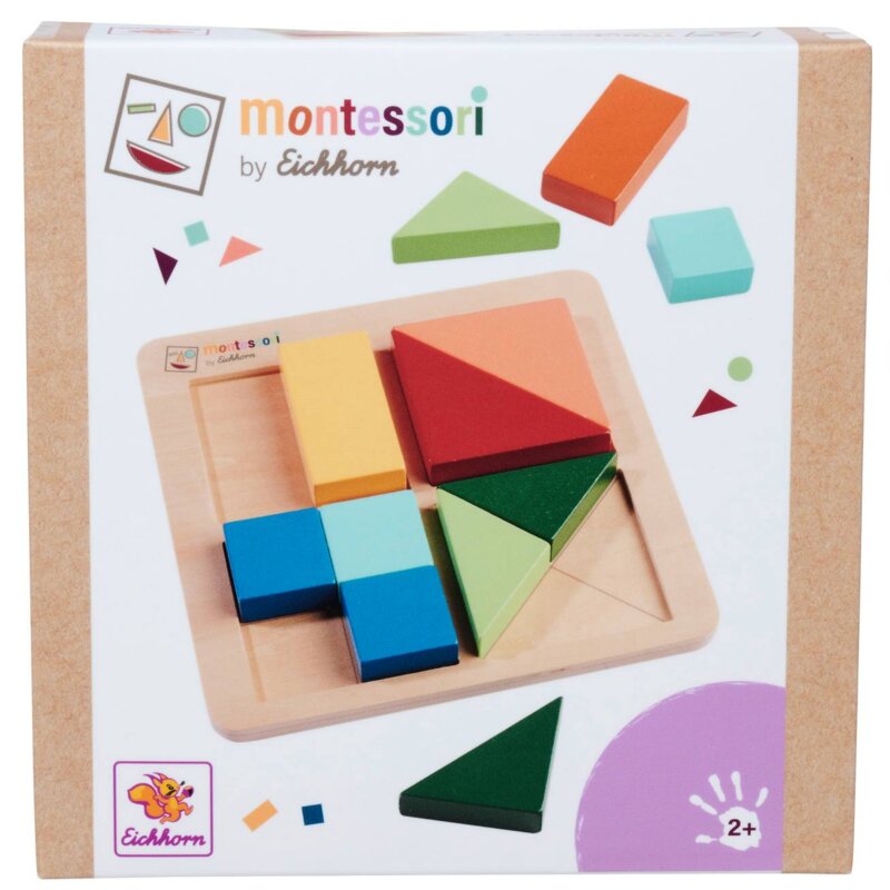 Układanka EICHHORN Montessori Kwadraty Trójkąty Prostokąty 100006032 (13 elementów)