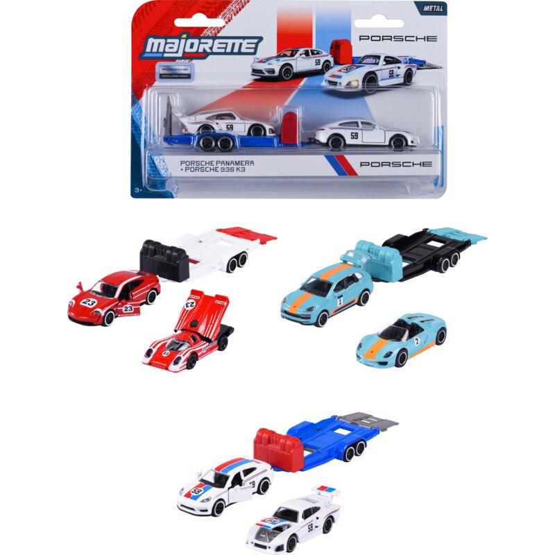 Zestaw pojazdów MAJORETTE Porsche z przyczepami (1 zestaw)