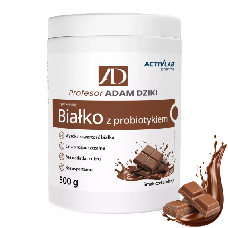 Odżywka białkowa ACTIVLAB z prebiotykiem Czekoladowy Profesor Adam Dziki (500 g) Bez cukru