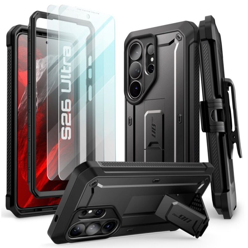 Etui SUPCASE Unicorn Beetle Pro do Samsung Galaxy S26 Ultra Czarny + szkło hartowane (2 szt.)
