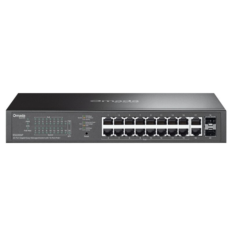Switch TP-LINK Omada ES220GP Gigabit Ethernet, 20 portów, Funkcja PoE, Zarządzalny