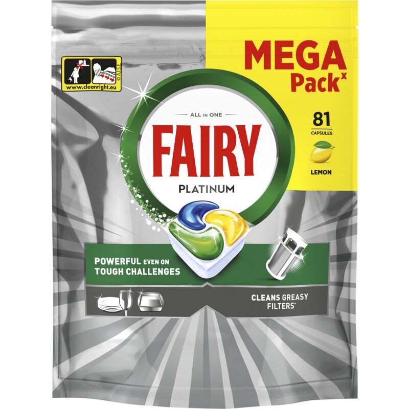 Kapsułki do zmywarki FAIRY Platinum All in One Lemon - 81 szt.