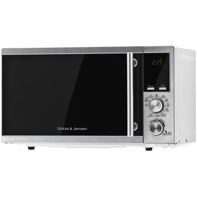 Kuchenka mikrofalowa GÖTZE & JENSEN MO401X 700W średnica 24.5 cm pojemność 20L Auto Defrost QuickStart Czarno-srebrny