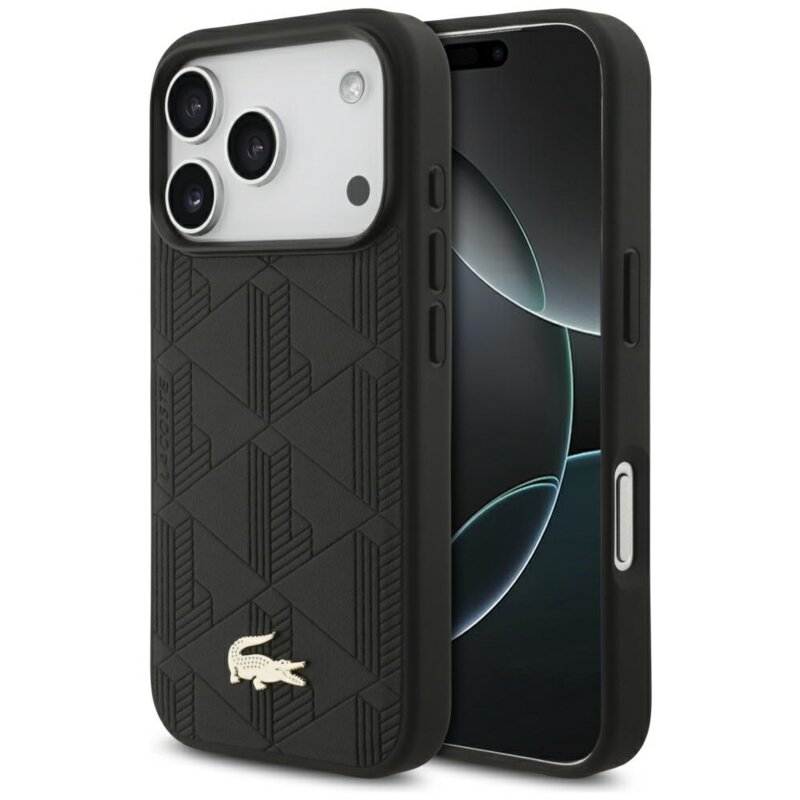 Lacoste Nomograme Gold Logo MagSafe do iPhone 17 Pro czarny