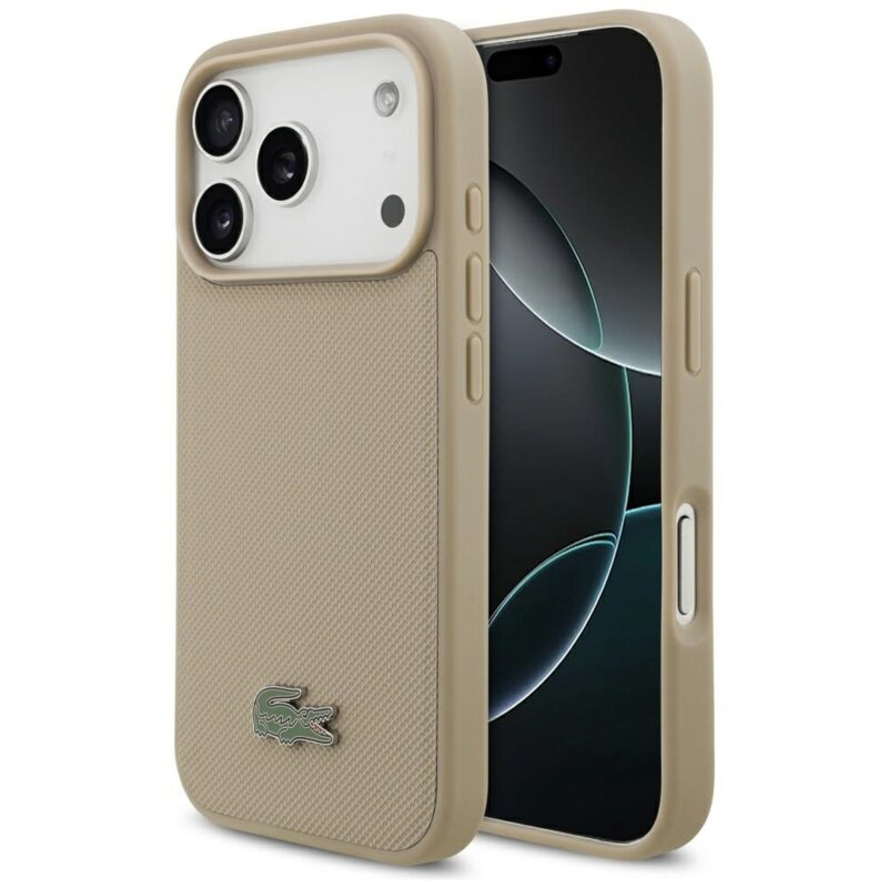 Etui LACOSTE Petit Pique Lacquer Logo MagSafe do Apple iPhone 17 Pro Beżowy
