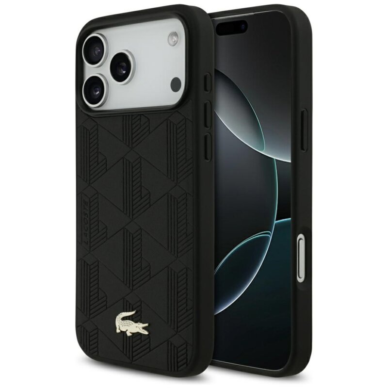 Lacoste Nomograme Gold Logo MagSafe do iPhone 17 Pro Max czarny