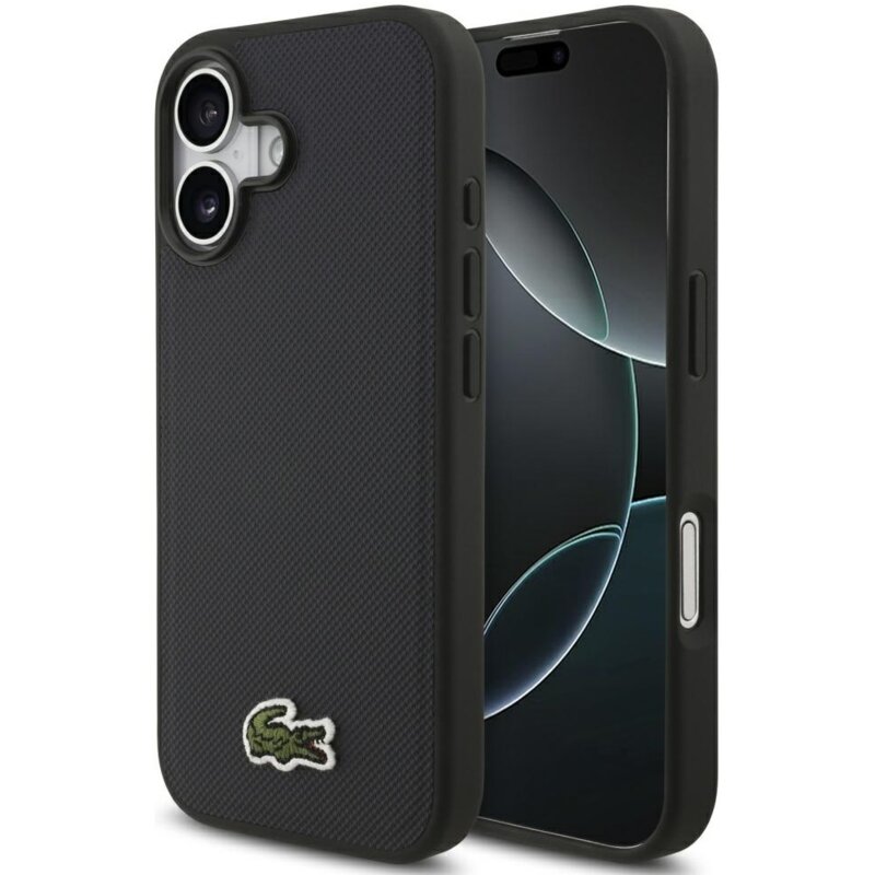 Lacoste Iconic Petit Pique Woven Logo MagSafe do iPhone 17 Granatowy