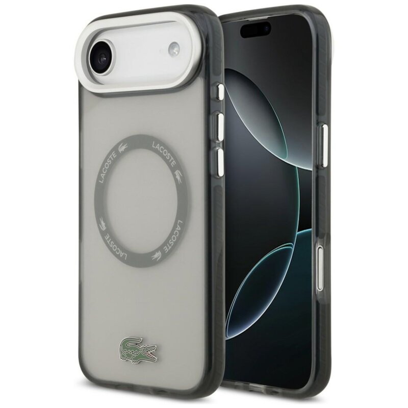 Etui LACOSTE Shockproof Transparent Frosted MagSafe do Apple iPhone Air Szary
