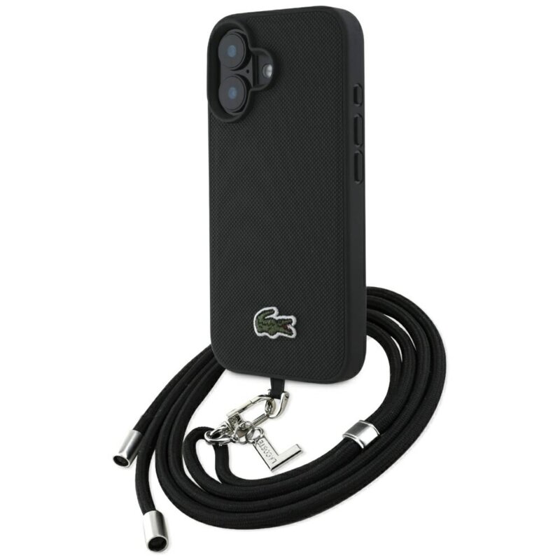 Etui LACOSTE Iconic Petit Pique Crossbody Cord MagSafe do Apple iPhone 16 Czarny