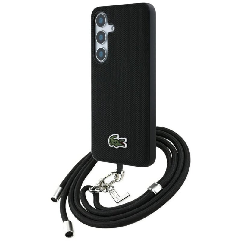 Lacoste Iconic Petit Pique Woven Logo CBDY Strap MagSafe do Galaxy S25 Czarny