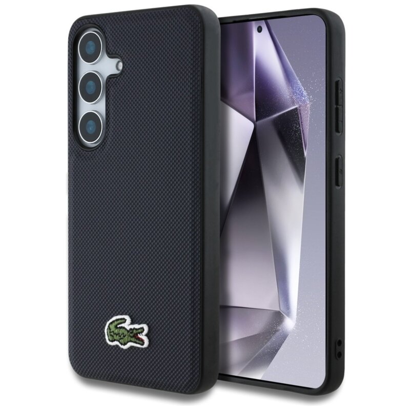 Lacoste Iconic Petit Pique Woven Logo MagSafe do Galaxy S25 Granatowy