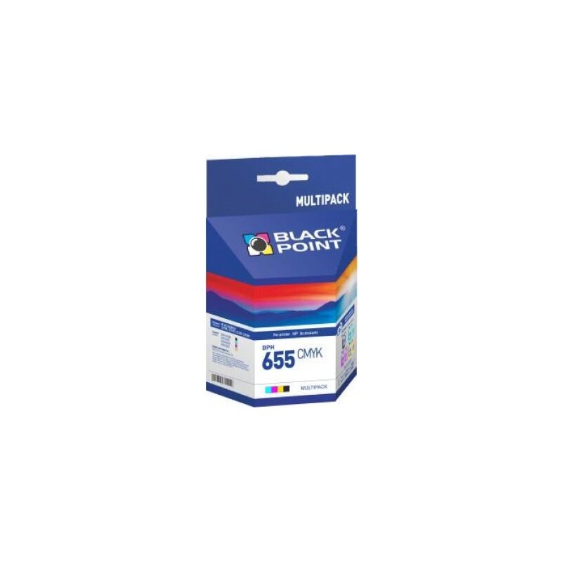 Zestaw tuszów BLACK POINT do HP 655 Czarny, Błękitny, Purpurowy, Żółty BPH655CMYK