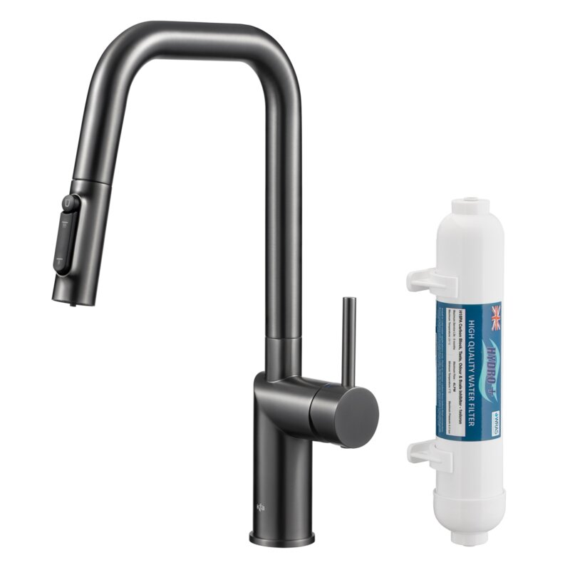 Bateria kuchenna stojąca KFA ARMATURA Duero Pure Style z filtrem wody Szary metaliczny 6623-312-61