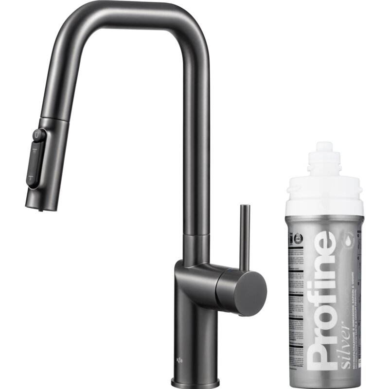 Bateria kuchenna stojąca KFA ARMATURA Duero Pure Style z filtrem wody Szary metaliczny 6623-314-61