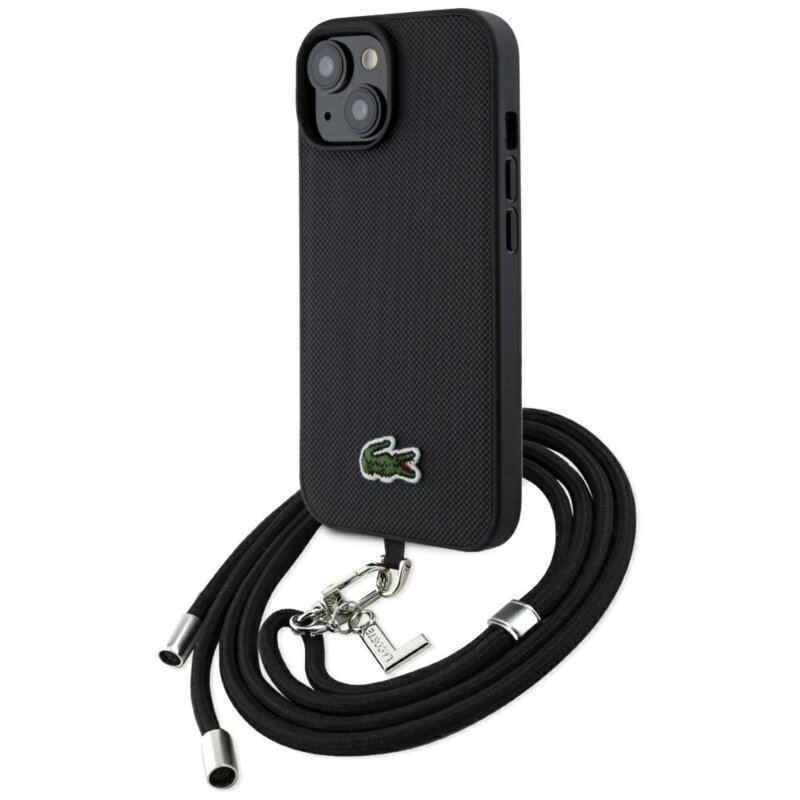 Etui LACOSTE Iconic Petit Pique Crossbody Cord MagSafe do Apple iPhone 15 Czarny
