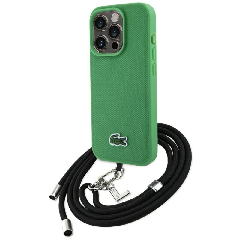 Etui LACOSTE Iconic Petit Pique Crossbody Cord MagSafe do Apple iPhone 15 Pro Zielony