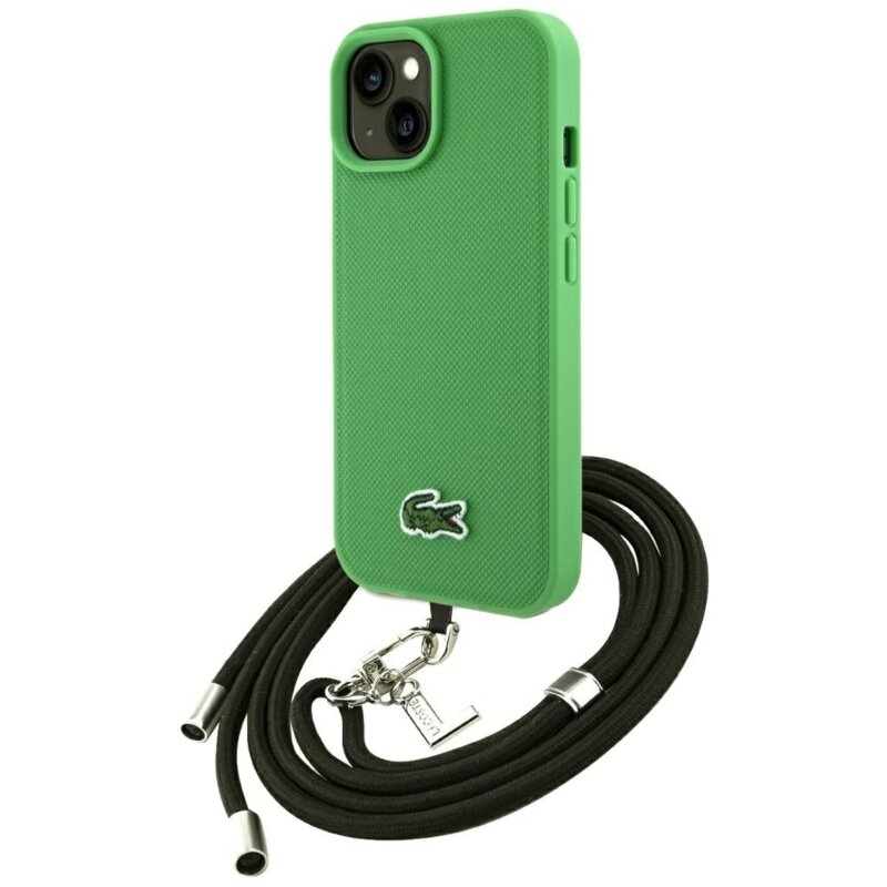 Etui LACOSTE Iconic Petit Pique Crossbody Cord MagSafe do Apple iPhone 15 Zielony