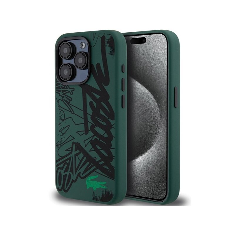 Lacoste LCHCP15LGRAK Hardcase Silicone Graffiti do iPhone 15 Pro Czarny