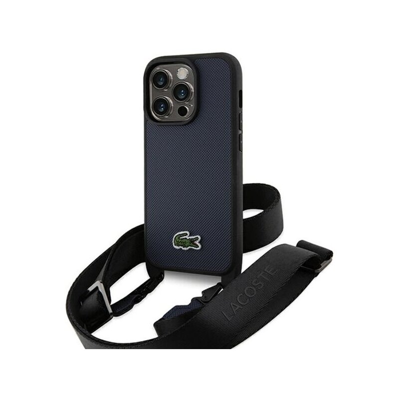 Etui LACOSTE Iconic Petit Pique Crossbody do Apple iPhone 15 Pro Granatowy