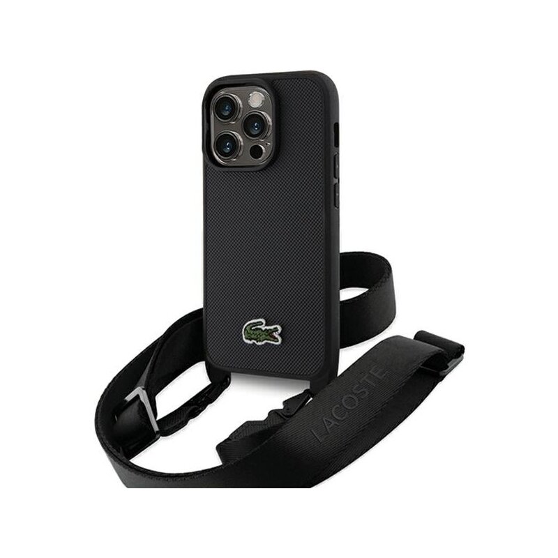 Etui LACOSTE Iconic Petit Pique Crossbody do Apple iPhone 15 Pro Czarny