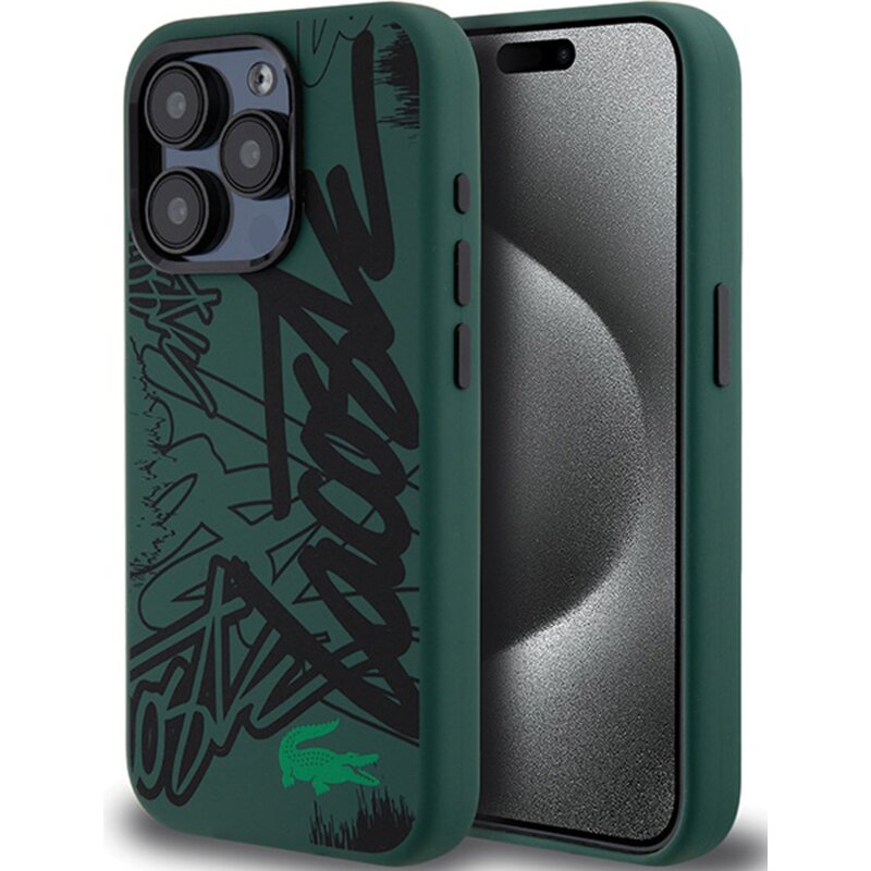 Lacoste LCHCP15XGRAK Hardcase Silicone Graffiti do iPhone 15 Pro Max Czarny