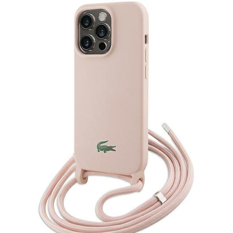 Etui LACOSTE Silicone Cord do Apple iPhone 15 Pro Max Jasnoróżowy