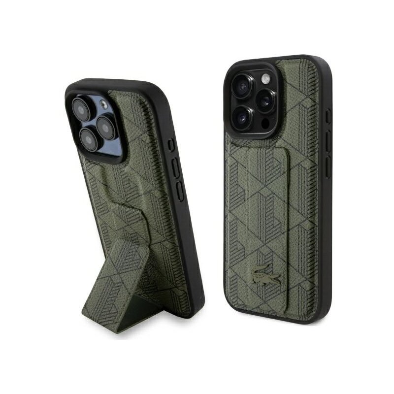 Etui LACOSTE Grip Stand Mono do Apple iPhone 16 Pro Max Khaki