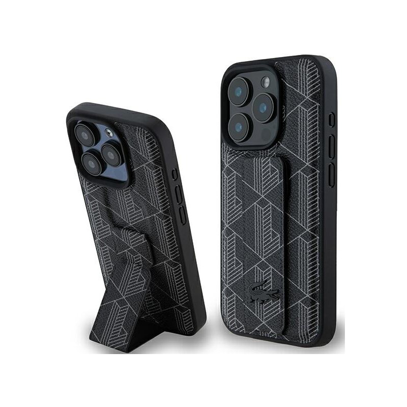 Etui LACOSTE Grip Stand Mono do Apple iPhone 16 Pro Czarny