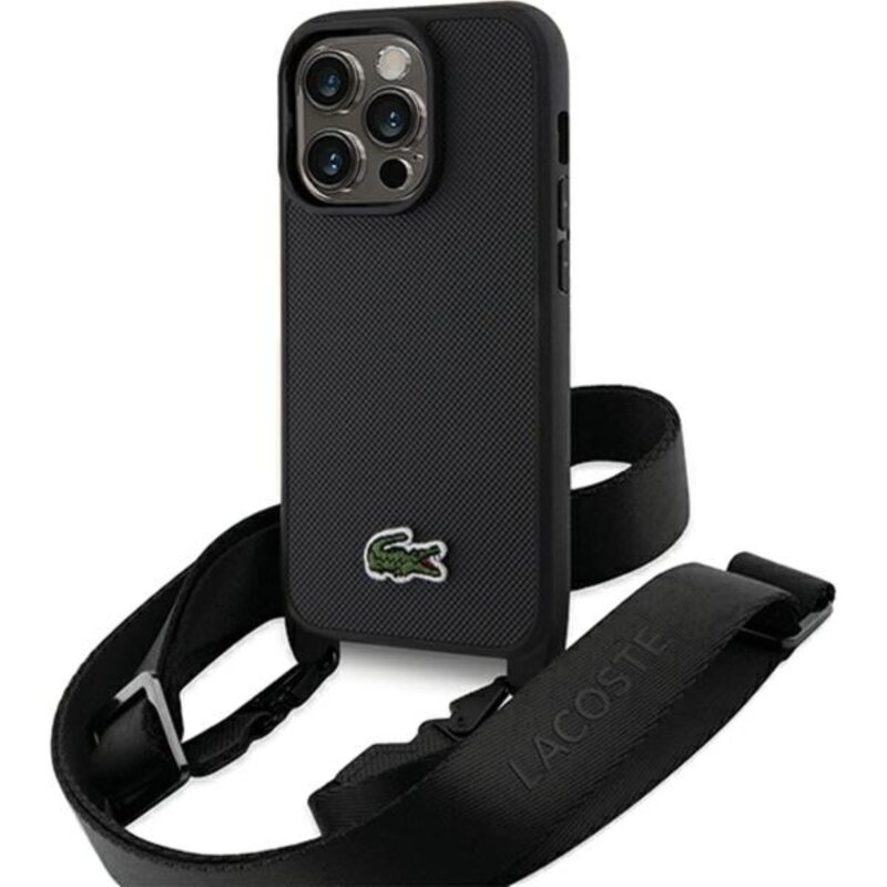 Etui LACOSTE Iconic Petit Pique Crossbody do Apple iPhone 15 Pro Max Czarny