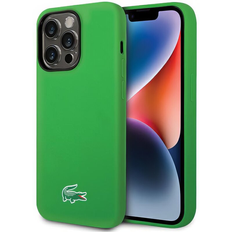 Etui LACOSTE Silicone Croc Logo MagSafe do Apple iPhone 15 Pro Zielony