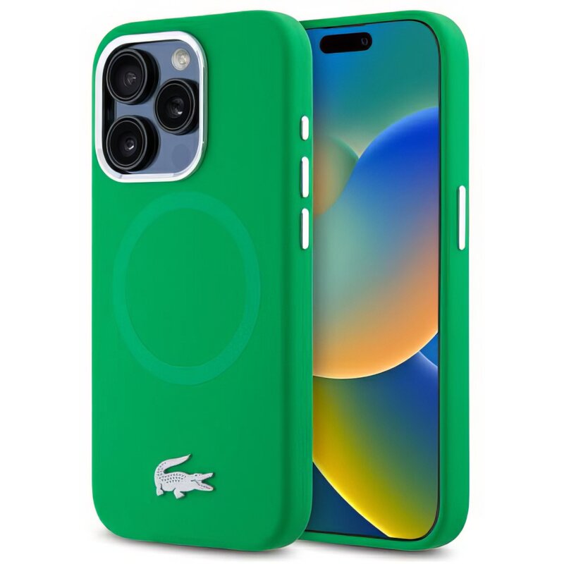 Etui LACOSTE Silicone Croco Logo MagSafe do Apple iPhone 15 Pro Zielony