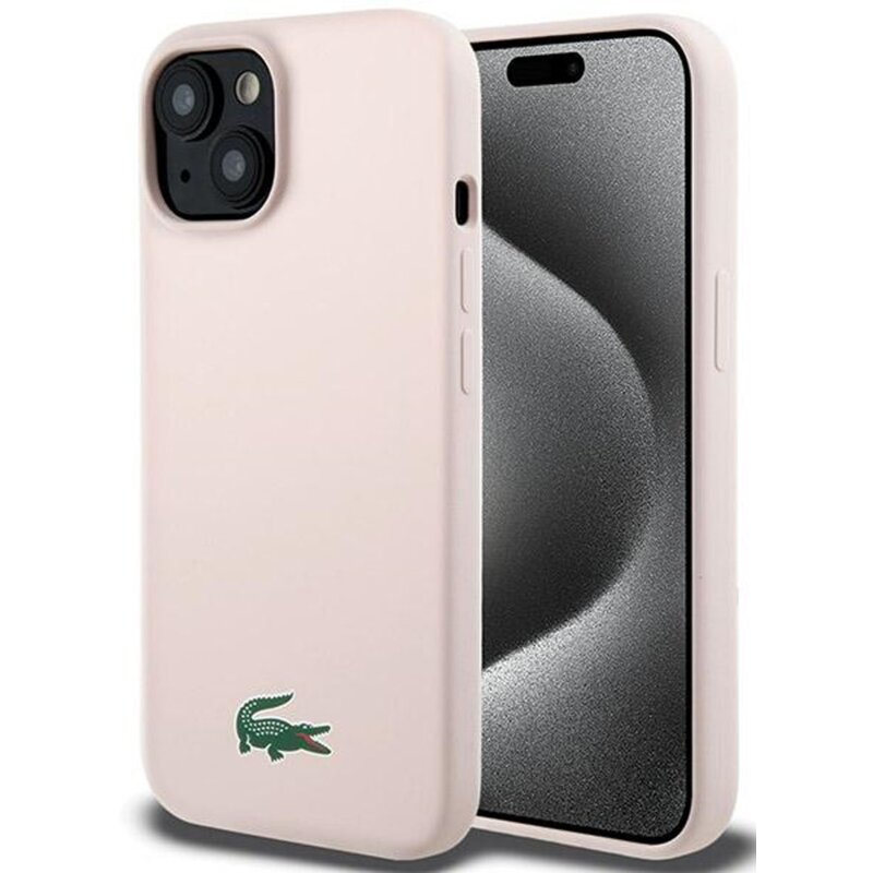 Etui LACOSTE Silicone Croc Logo MagSafe Apple iPhone 13/14/15 Różowy