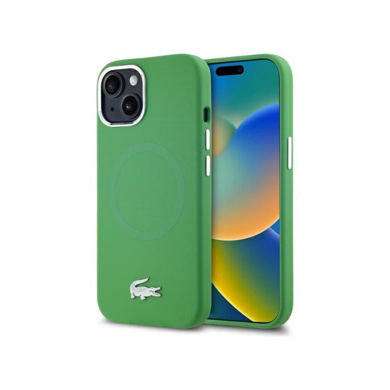 Etui LACOSTE Silicone Croco Logo MagSafe do Apple iPhone 15 Zielony