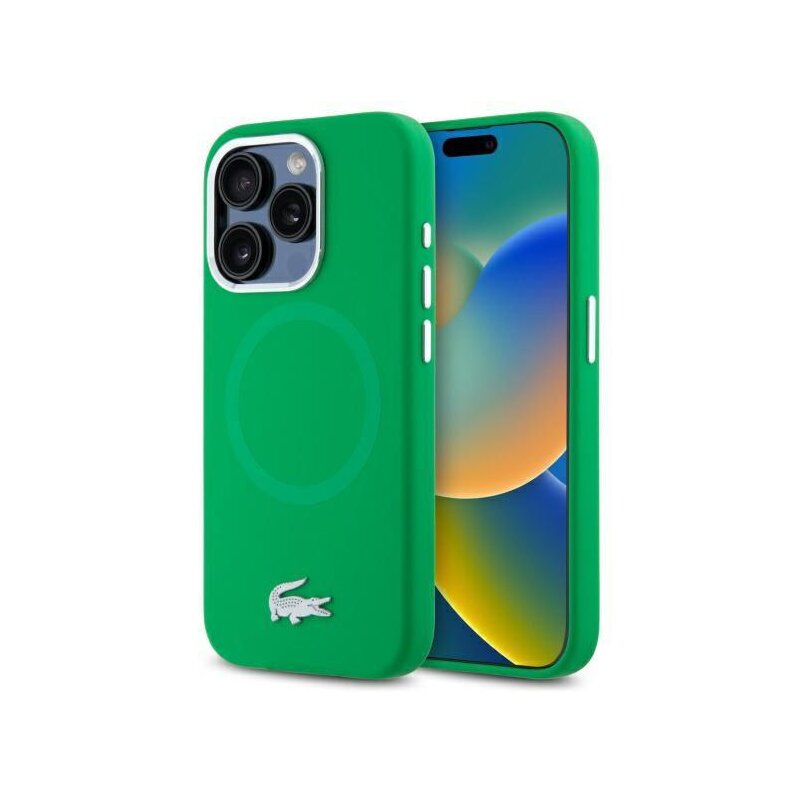 Etui LACOSTE Silicone Croco Logo MagSafe do Apple iPhone 15 Pro Max Zielony