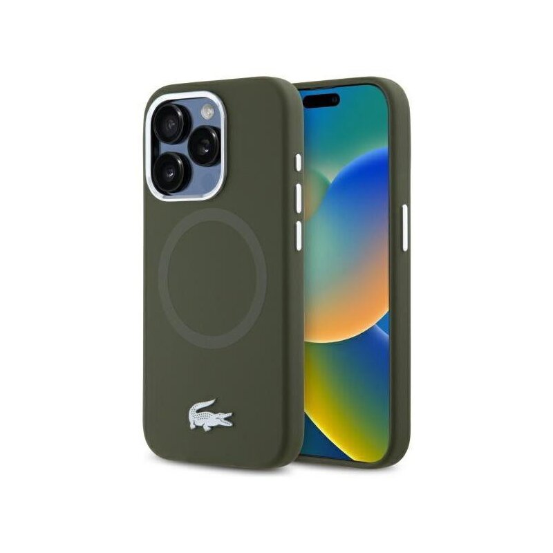 Etui LACOSTE Silicone Croco Logo MagSafe do Apple iPhone 15 Pro Max Khaki