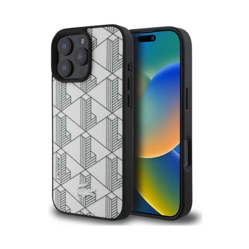 Etui LACOSTE Mono Farine MagSafe do Apple iPhone 16 Pro Max Biały