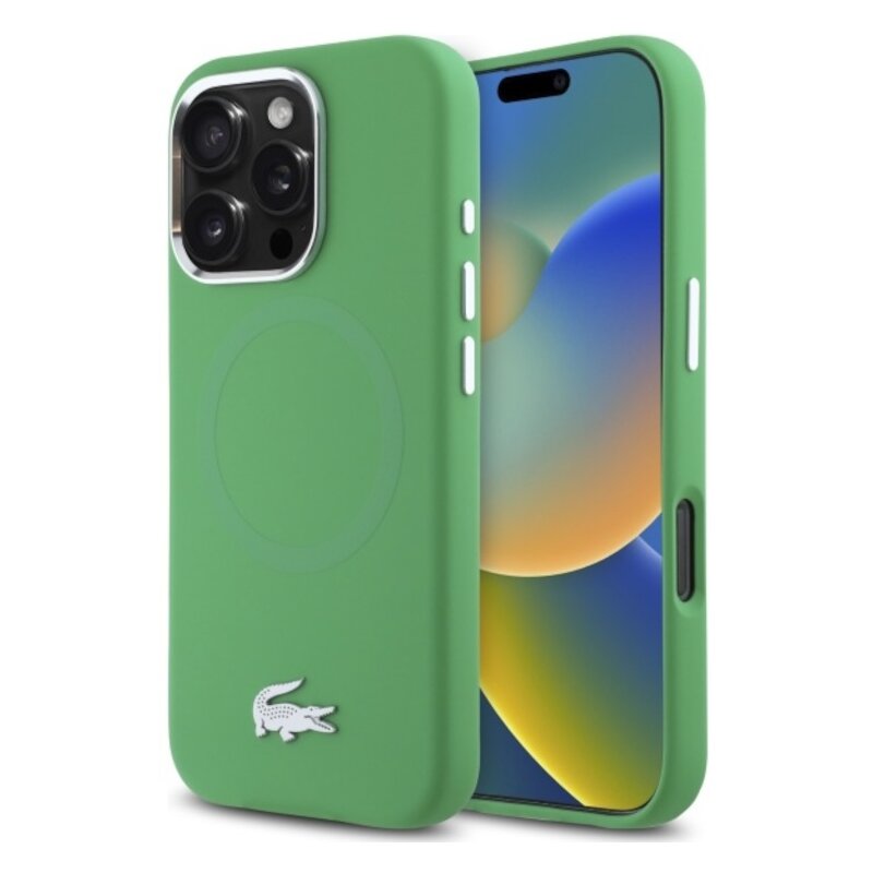 Etui LACOSTE Silicone Croco Logo MagSafe do Apple iPhone 16 Pro Max Zielony