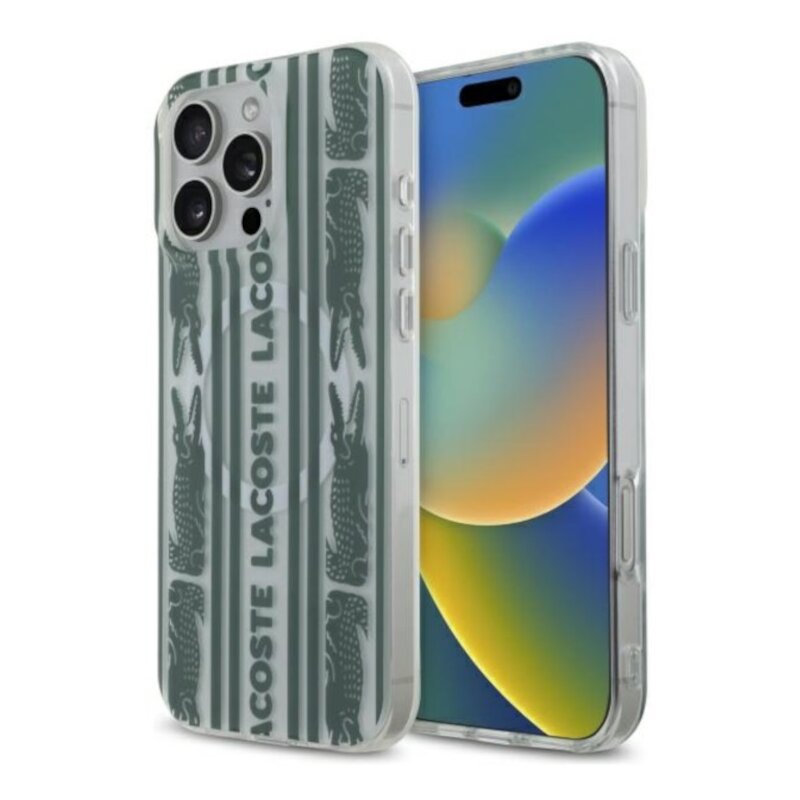 Etui LACOSTE IML All Over MagSafe do Apple iPhone 16 Pro Max Biały