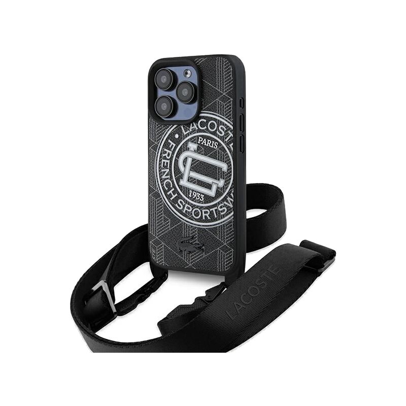 Etui LACOSTE Mono Sportswear MagSafe do Apple iPhone 16 Pro Max Czarny + pasek