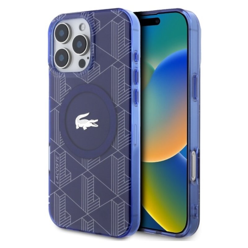 Etui LACOSTE IML Blend Monogram MagSafe do Apple iPhone 16 Pro Max Granatowy