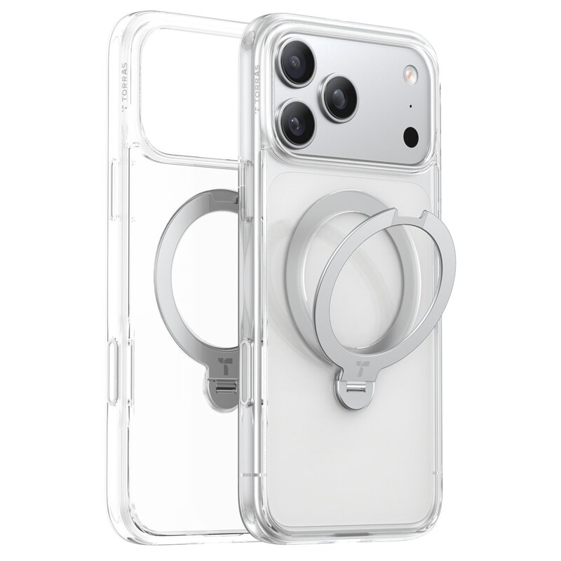 Etui TORRAS Ostand Spin MagSafe do Apple iPhone 17 Pro Przezroczysty