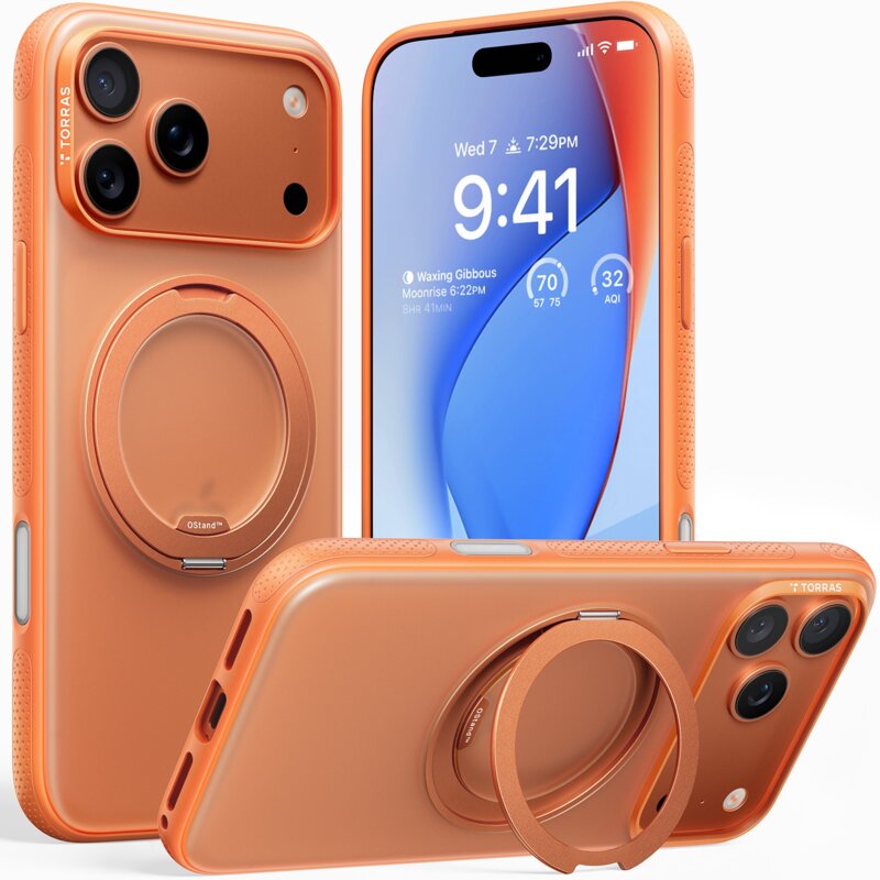Etui TORRAS Ostand R Fitness MagSafe do Apple iPhone 17 Pro Pomarańczowy