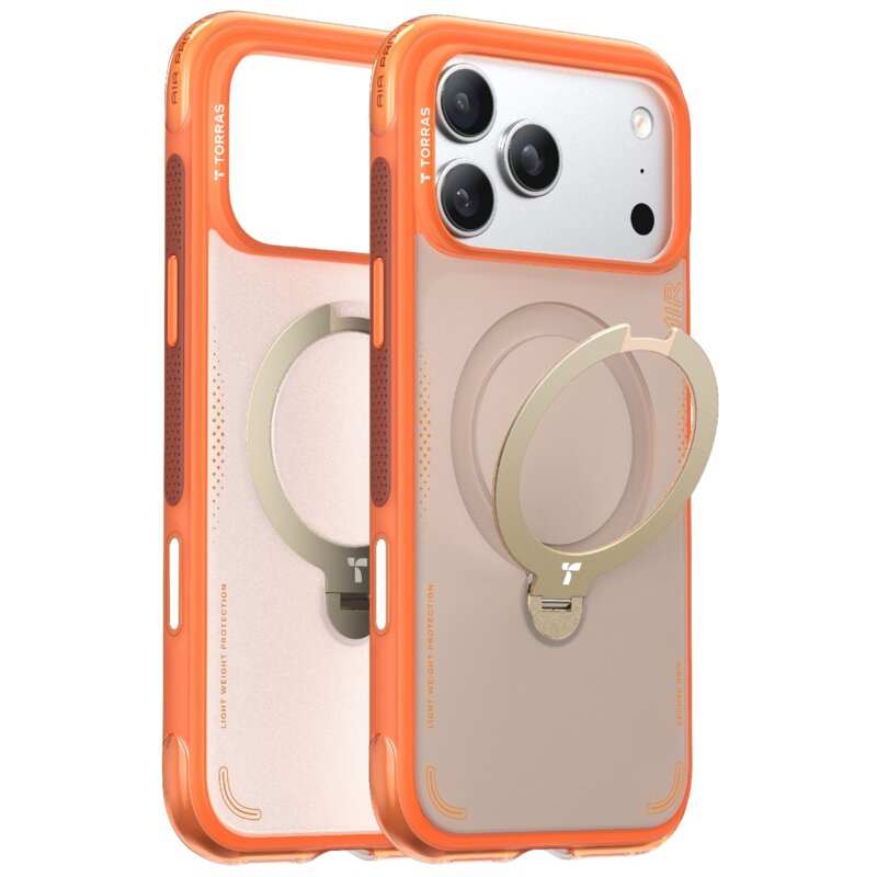 Etui TORRAS Ostand Spin Air MagSafe do Apple iPhone 17 Pro Max Pomarańczowy