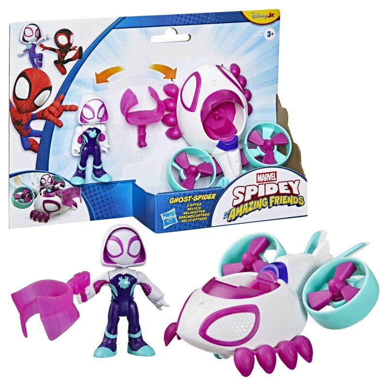 Figurka HASBRO Marvel Spidey i super-kumple Ghost-Spider + pojazd G24595X0