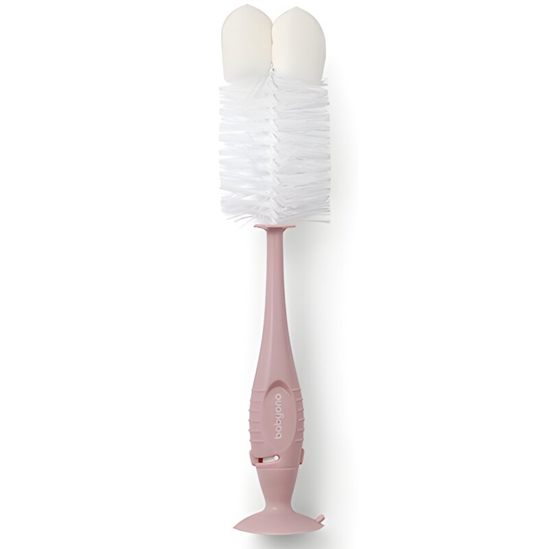 Szczotka do butelek i smoczków BABYONO samostojąca z przyssawką 728/06 Różowy