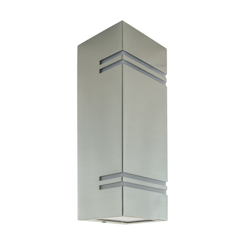Kinkiet zewnętrzny elewacyjny hermetyczny kwadratowy matowy chrom 2xGU10 35W IP54 KELER Struhm