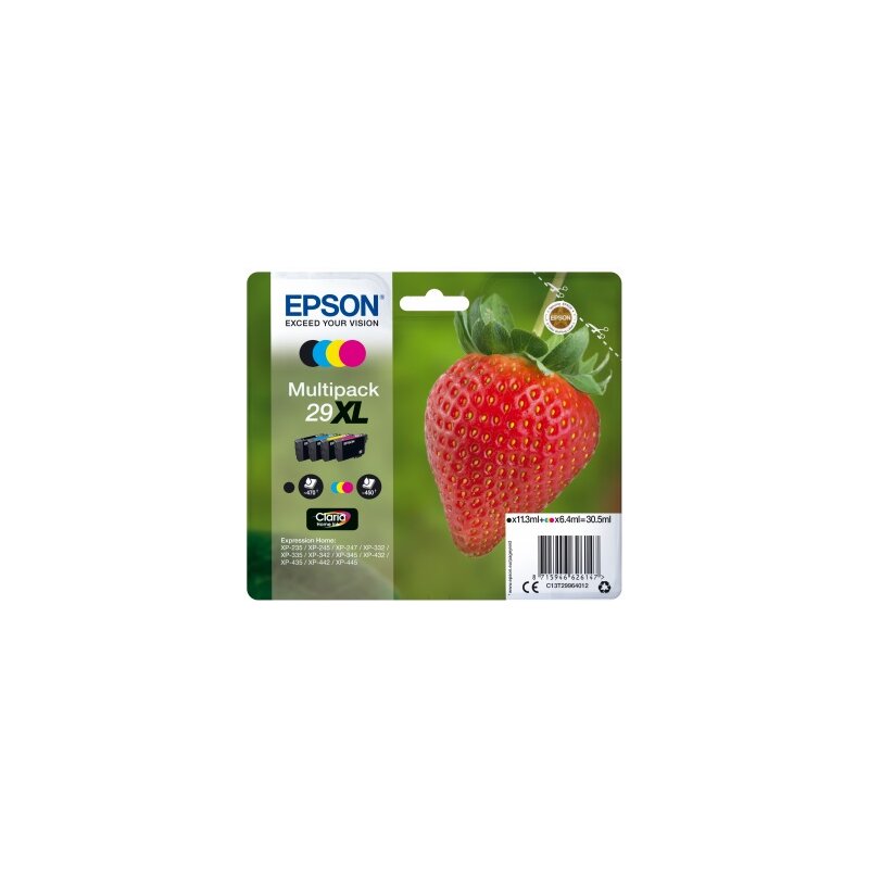 Zestaw tuszów EPSON T2996 Czarny 11.3 ml, Błękitny 6.4 ml, Purpurowy 6.4 ml, Żółty 6.4 ml C13T29964012